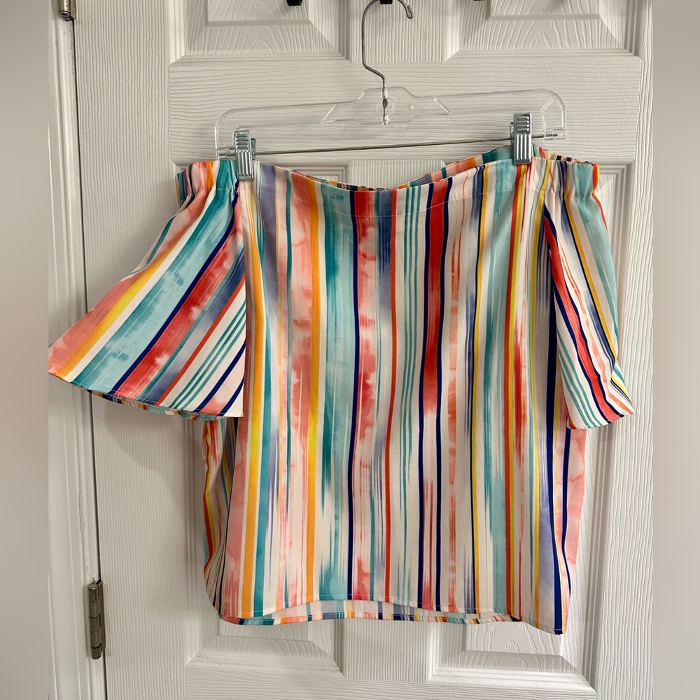 DO+BE Rainbow Off the shoulder top